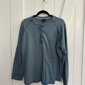 Oakley Men's Heathered Blue Long Sleeve Henley - Large